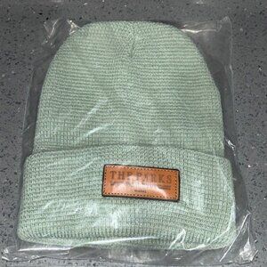 The Parks Apparel Green Beanie Leather Brand Beanie Hat Winter Hiking Brand NEW